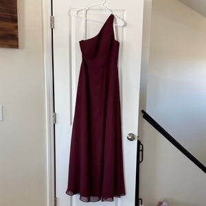 Azazie One-Shoulder Burgundy Formal Gown